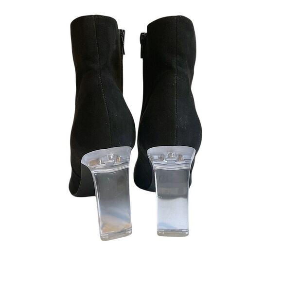 Marc New York Bootie Women’s SZ 9.5 M Black AMELIA Ankle Clear Heel Faux Suede - Picture 5 of 15